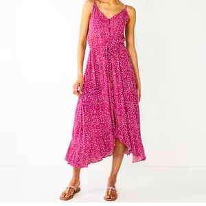 REWIND <— BLUE | button front high-low maxi dress womens size large